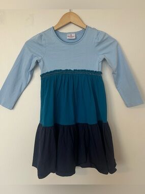 Hanna Andersson Girls Long Sleeve Tiered Dress – Size 120 (approx. 6–7Y)